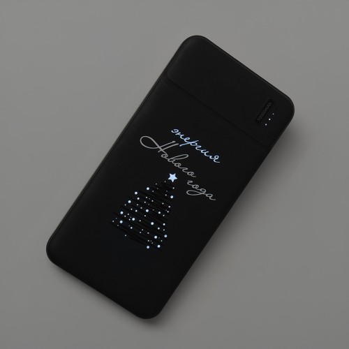 Универсальный аккумулятор Flash 5 (5000 мАч) с подсветкой и soft touch, синий, 9,8х6.3х1,3 см