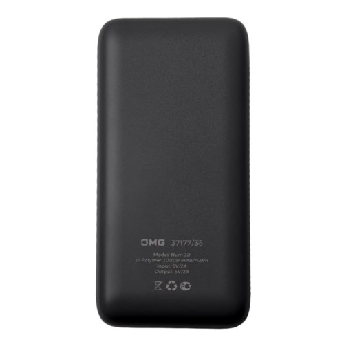 Универсальный аккумулятор Num 20 (20000 мАч), серый, 14,6х7.0х2,75 см