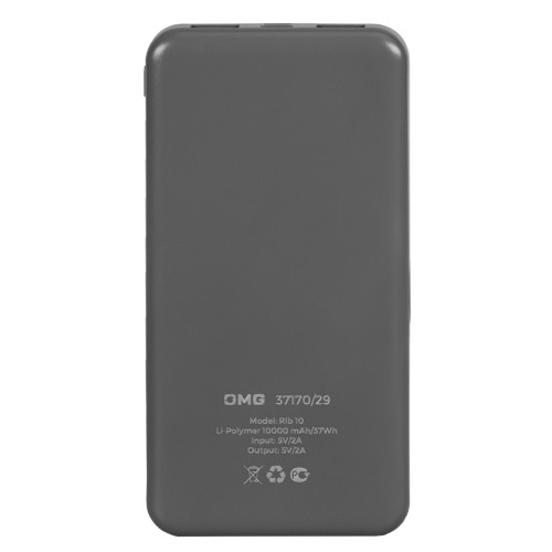 Универсальный аккумулятор Rib 10 (10000 мАч), белый, 13,5х6.8х1,5 см