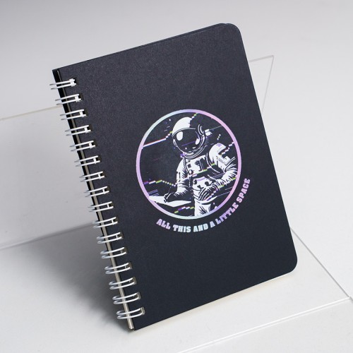 Блокнот на двойной пружине HELIX MINI, 105 х 150 мм, черный, блок в клетку