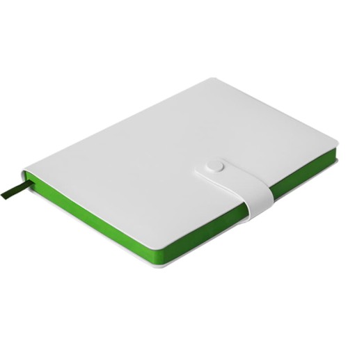 Ежедневник недатированный Stellar, А5, белый, кремовый блок в линейку, с зеленым обрезом