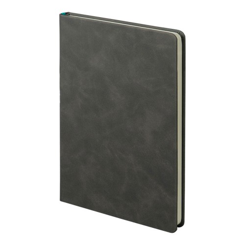 Ежедневник недатированный Muse, темно-серый, А5, с бирюзовой декоративной полосой, блок в линейку