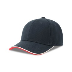 Бейсболка PILOT PIPING SANDWICH-S, 6 клиньев, металл.заст, тёмно-синий, 100% хлопок, 355 г/м2