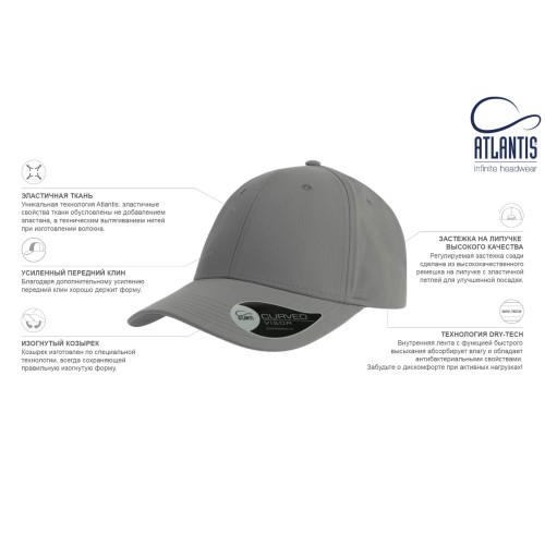 Бейсболка BOLT, 6 клиньев, пластиковая застежка