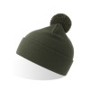 Шапка вязаная  двойная Wind-S, с отворотом и помпоном, оливковый, 100% переработанный полиэстер