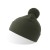 Шапка вязаная  двойная Wind-S, с отворотом и помпоном, оливковый, 100% переработанный полиэстер