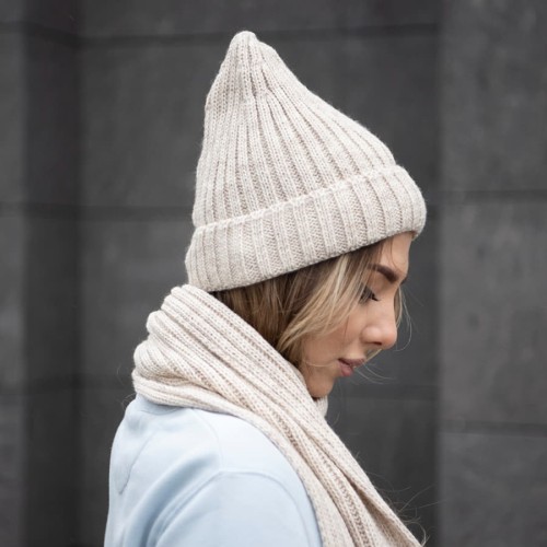 Шапка бини вязаная НАСВЯЗИ© шерсть/ акрил