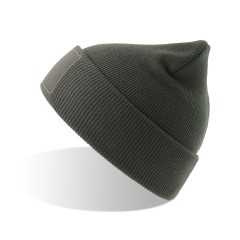 Шапка вязаная  двойная Wind-S, с отворотом и патчем, темно-серый, 100% переработанный полиэстер