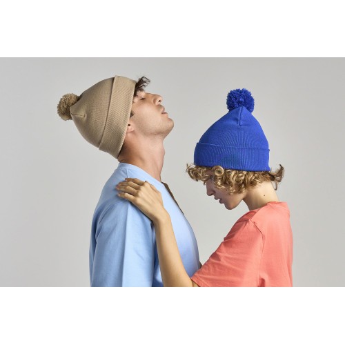 Шапка вязаная двойная Wind-S с помпоном