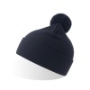 Шапка вязаная  двойная Wind-S, с отворотом и помпоном, тёмно-синий, 100% переработанный полиэстер