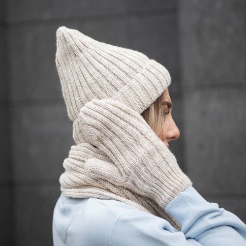 Шапка бини вязаная НАСВЯЗИ© шерсть/ акрил