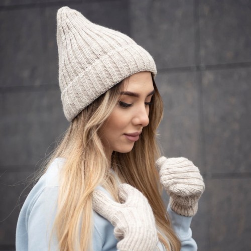 Шапка бини вязаная НАСВЯЗИ© шерсть/ акрил