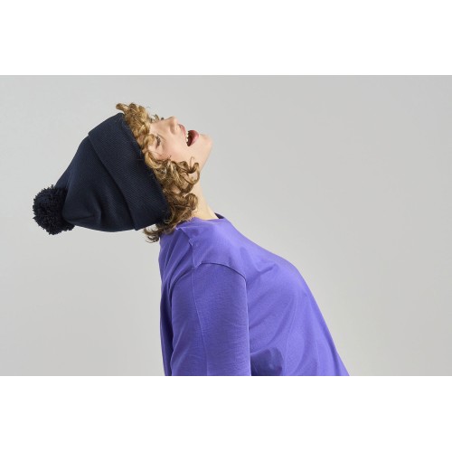 Шапка вязаная двойная Wind-S с помпоном