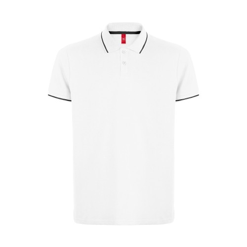 Рубашка-поло мужская SPECTRUM, к/р, белый/черный, S, 100% хлопок, плотность 195 г/м2