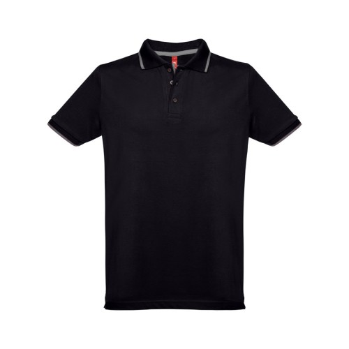 Рубашка-поло мужская SPECTRUM, к/р, чёрный/белый, S, 100% хлопок, плотность 195 г/м2