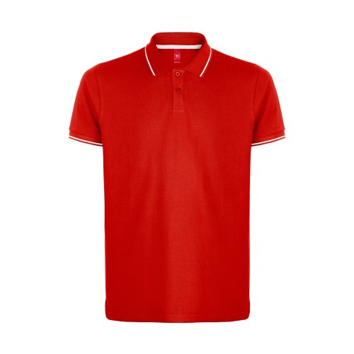 Рубашка-поло мужская SPECTRUM, к/р, красный/белый, 2XL, 100% хлопок, плотность 195 г/м2