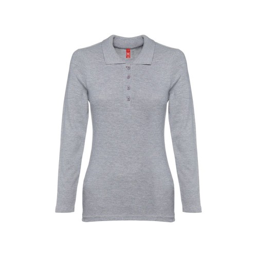 Рубашка-поло женская BERN WOMEN, д/р, серый меланж, S, 85% хлопок, 15% вискоза, плотность 210 г/м2