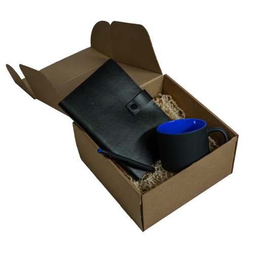 Набор подарочный DYNAMIC: кружка, ежедневник, ручка, стружка, коробка, черный/синий