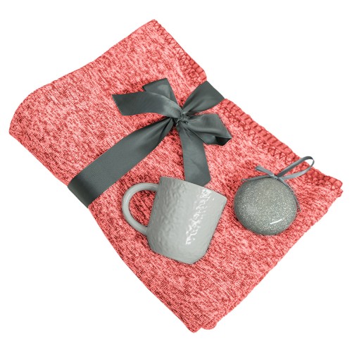 Подарочный набор HOLIDAY: плед, кружка, шар новогодний, коробка; синий