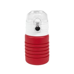 Бутылка для воды складная с карабином SPRING; красная, 550/250 мл,  силикон