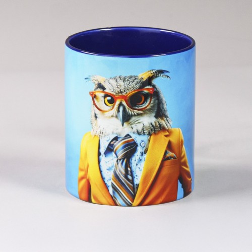 Кружка для сублимации, 330 мл, d=82 мм, стандарт А, белая, желтая внутри, желтая ручка