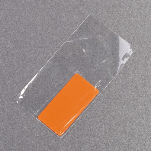 Шильд металлический, покрытие soft touch, подложка хром, оранжевый