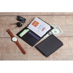 Обложка для паспорта и кредиток с RFID - защитой от считывания данных, черный