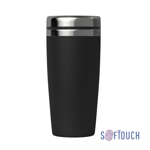 Термостакан Эльбрус, покрытие soft touch, черный