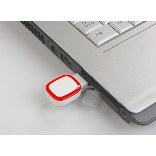 Флеш-карта 16 Гб с подсветкой логотипа, белый с красным