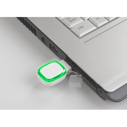 Флеш-карта 16 Гб с подсветкой логотипа, белый с зеленым