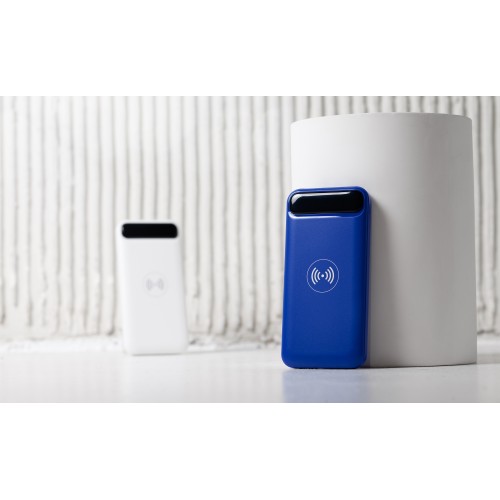 Беспроводное зарядное устройство Quantum, 10000 mAh с цифровым индикатором заряда, синий