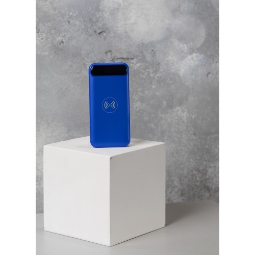 Беспроводное зарядное устройство Quantum, 10000 mAh с цифровым индикатором заряда, синий