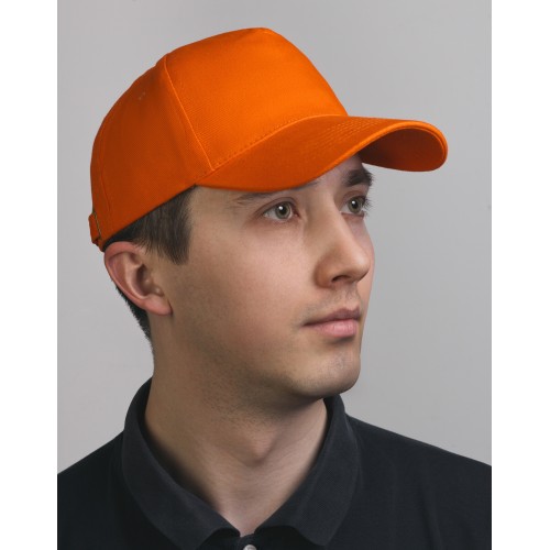 Бейсболка, 5 клиньев, хлопок, 250 г/м2, оранжевый