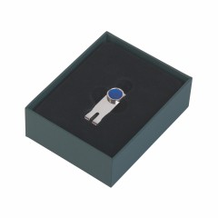 Зажим для денег, вставка перламутр, синий с серебром