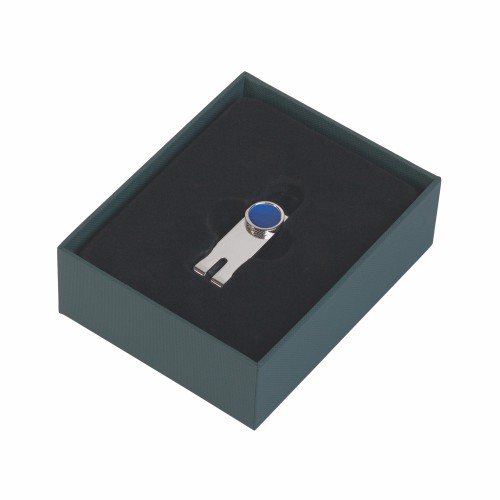 Зажим для денег, вставка перламутр, синий с серебром