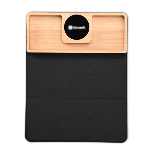 Коврик-трансформер с органайзером на магнитах с беспроводным (15W) ЗУ с подсветкой логотипа, черный с бежевым