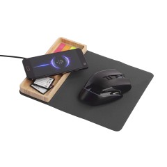 Коврик-трансформер с органайзером на магнитах с беспроводным (15W) ЗУ с подсветкой логотипа, черный с бежевым