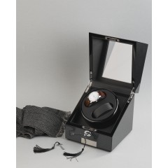 Шкатулка из дерева для часов с подзаводом, черный с серым