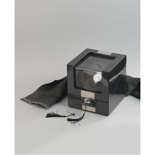 Шкатулка из дерева для часов с подзаводом, черный с серым