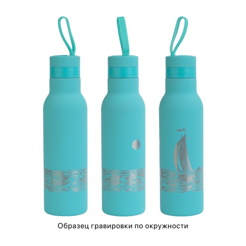 Бутылка для воды Фитнес 700 мл, покрытие soft touch, бирюзовый