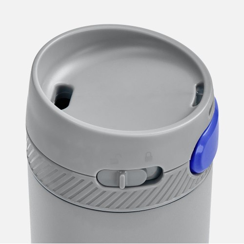 Термостакан X1 с цветной кнопкой, серый с синим