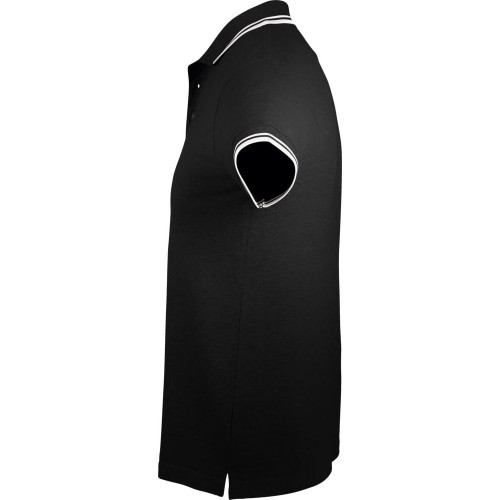 Рубашка поло мужская Pasadena Men 200 с контрастной отделкой, черная с белым