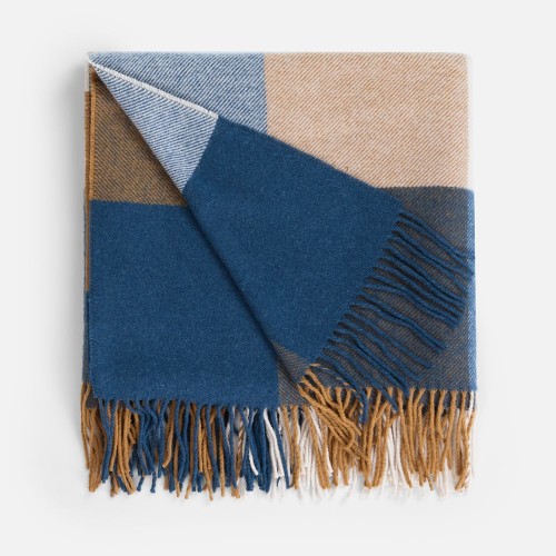 Плед Fleco, синий с коричневым