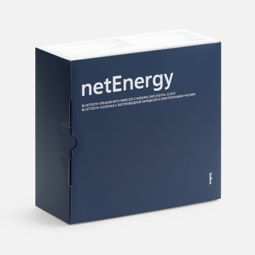 Bluetooth-колонка с беспроводной зарядкой и часами netEnergy, серая