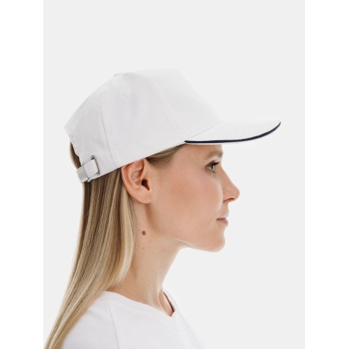 Бейсболка Classic 2.0, белая с темно-синим кантом