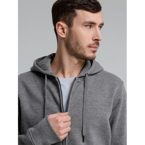 Толстовка на молнии с капюшоном унисекс King, темно-серый меланж