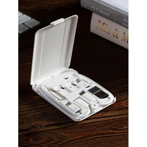 Органайзер с беспроводной зарядкой и набором адаптеров Octopod, белый