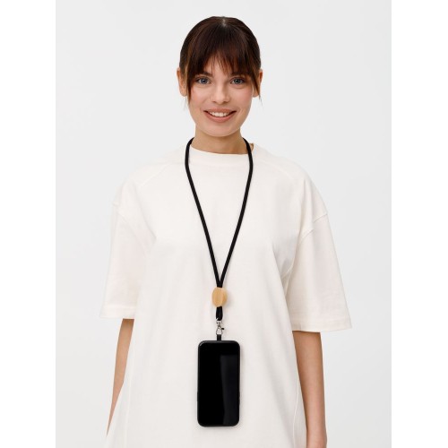 Шнурок для бейджа Tube Wood, черный