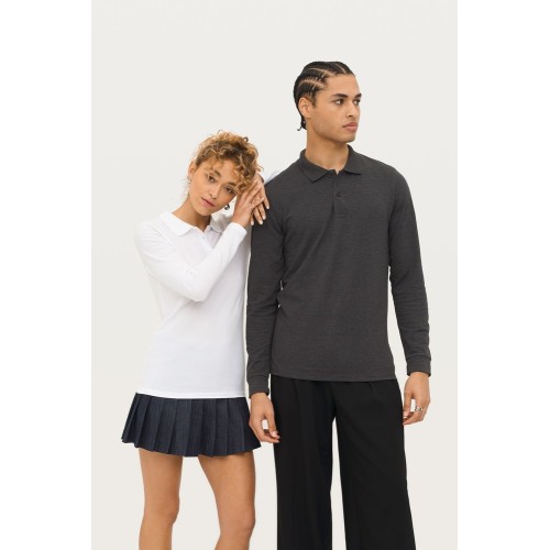 Рубашка поло женская с длинным рукавом Perfect LSL Women, черный меланж