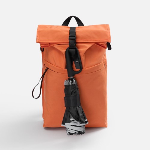 Зонт обратного сложения с ручкой-карабином Foldberry, черный